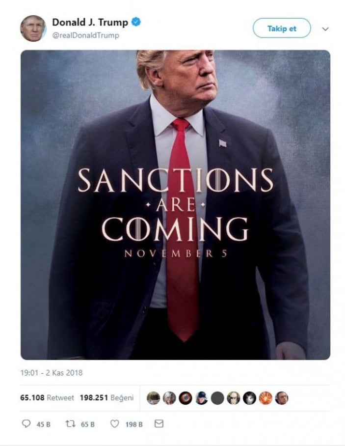 Trump attığı 'yaptırım' tweetini poster yaptırdı