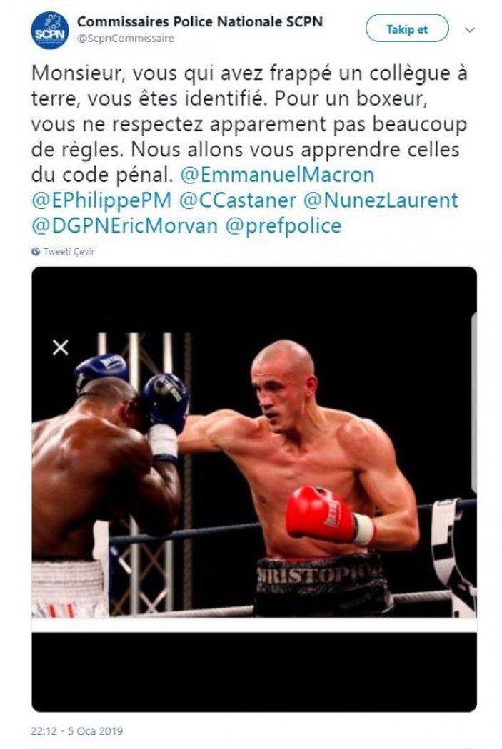 Fransız polisini yumruklayan boksör