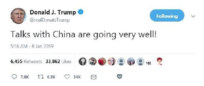 Trump: Çin ile ticaret görüşmeleri çok iyi geçiyor