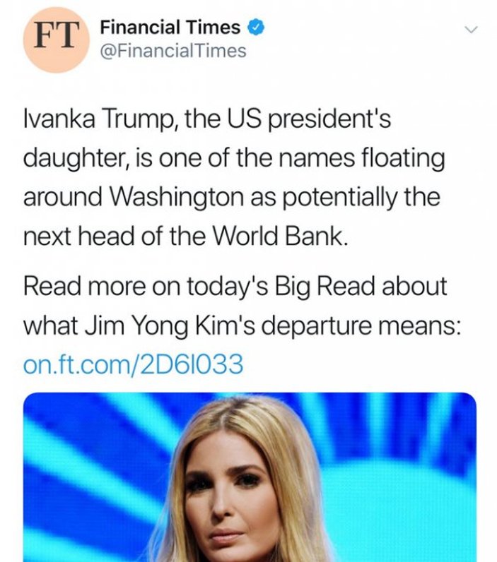Ivanka Trump Dünya Bankası başkanlığı için düşünülüyor