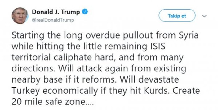 Trump'tan Türkiye'ye Suriye tehdidi