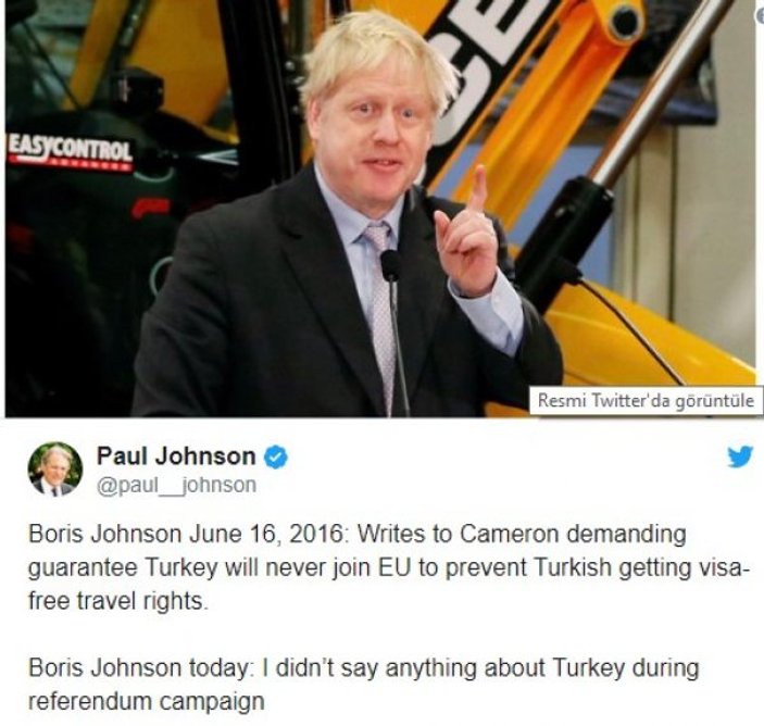 Boris Johnson Türkiye söylemlerini inkar etti
