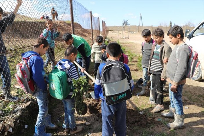 Suriye’de okul çevreleri İHH projesiyle ağaçlandırılıyor