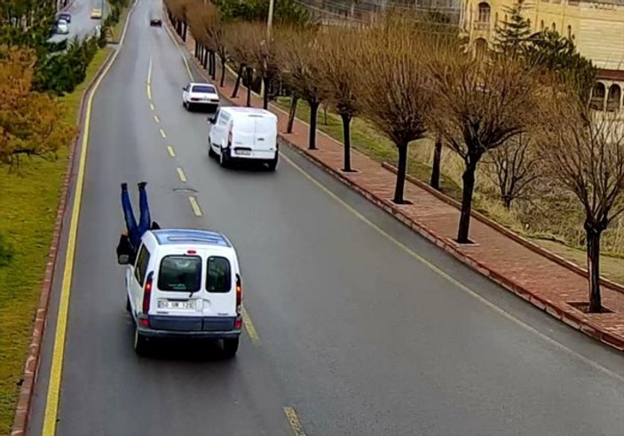 Nevşehir'de aracın yayaya çarpması güvenlik kamerasında