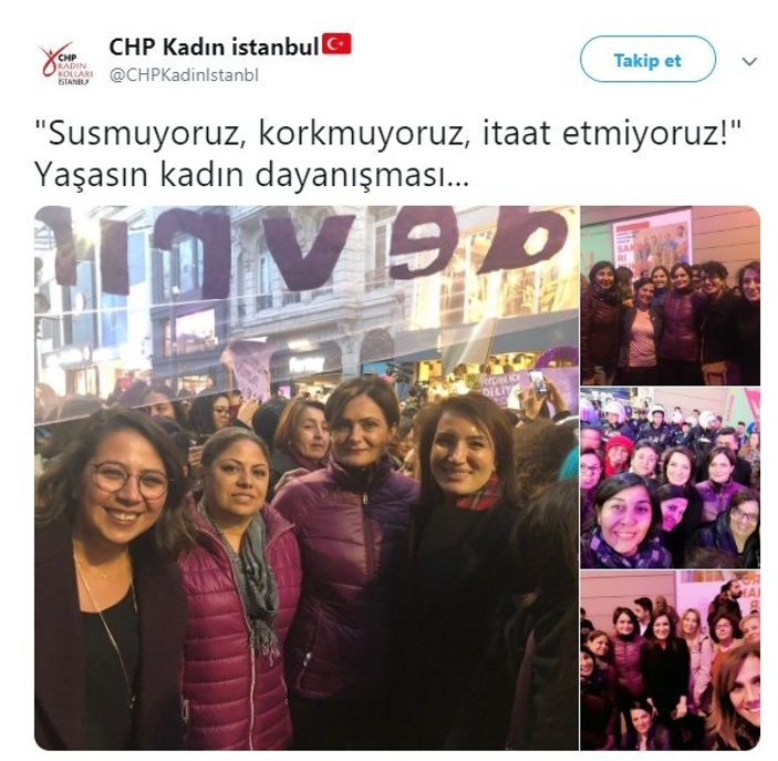 Taksim'deki kadın eylemine katılan CHP örgütleri