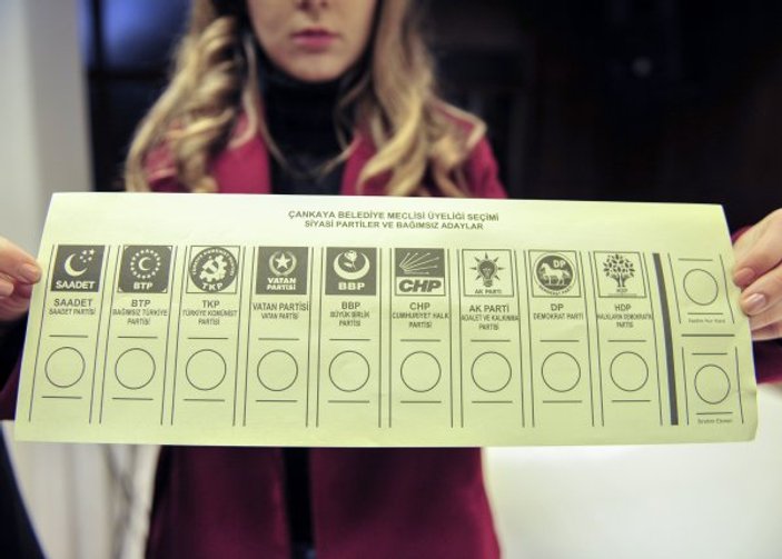 Yerel seçimde kullanılacak oy pusulası