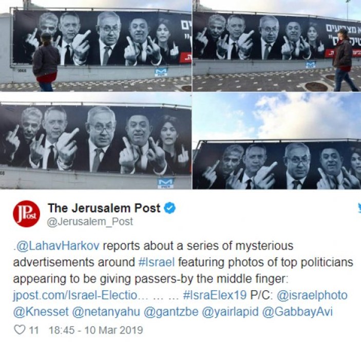 İsrail'de Netanyahu'nun rakibinden ilginç seçim afişi