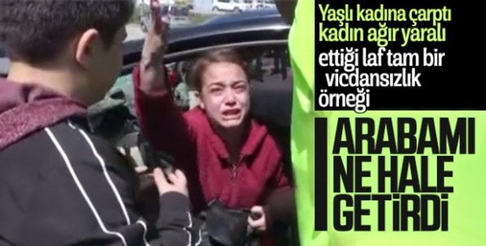 Aracı zarar gördü diye ağlayan kadın muhabirleri tehdit etti