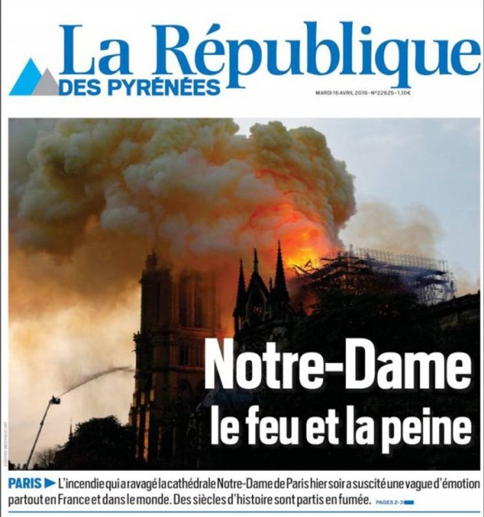 Fransız basınında Notre Dame yangını