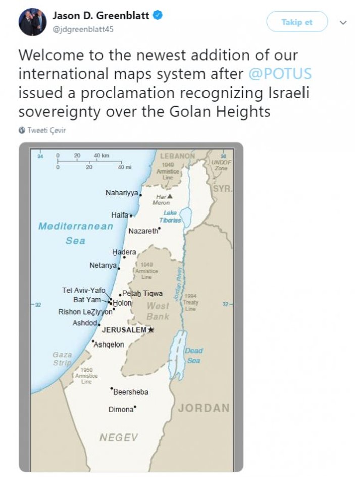 Trump'ın danışmanı İsrail haritası paylaştı