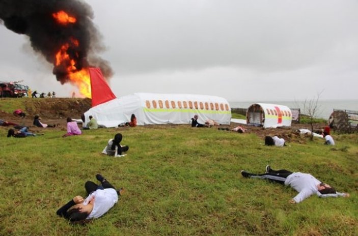 Trabzon'da uçak kazası tatbikatı yapıldı