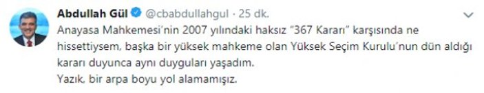 Abdullah Gül'den YSK'nın kararına ilk yorum