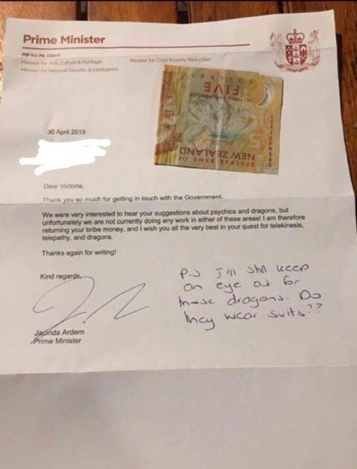 11 yaşındaki kızdan Yeni Zelanda Başbakanı'na mektup