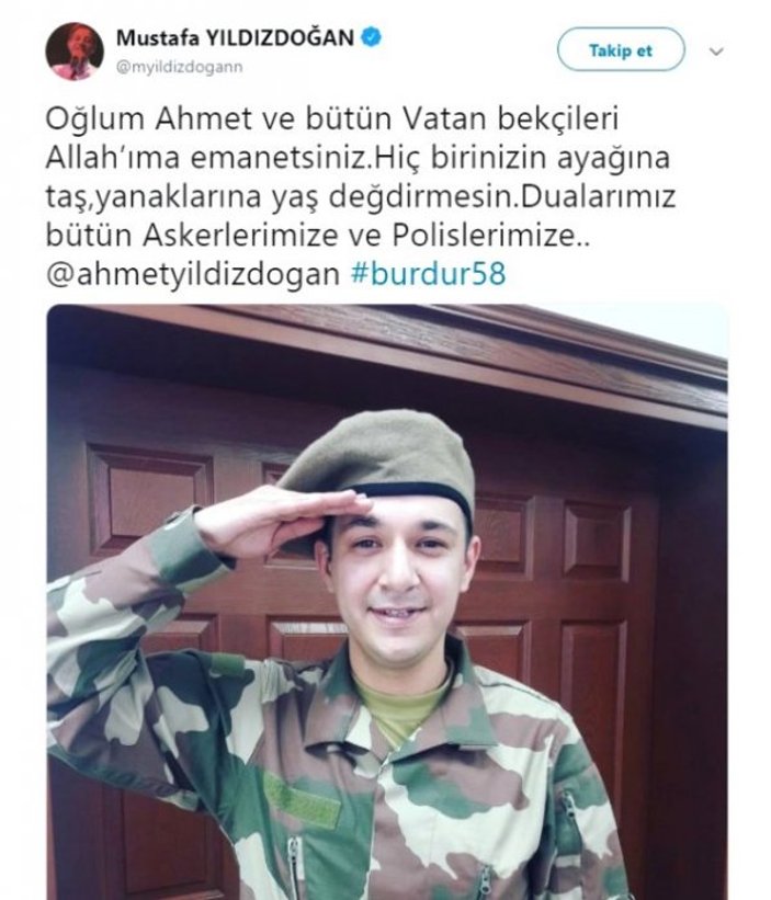 Mustafa Yıldızdoğan'ın oğlu bedelli askerlik yaptı