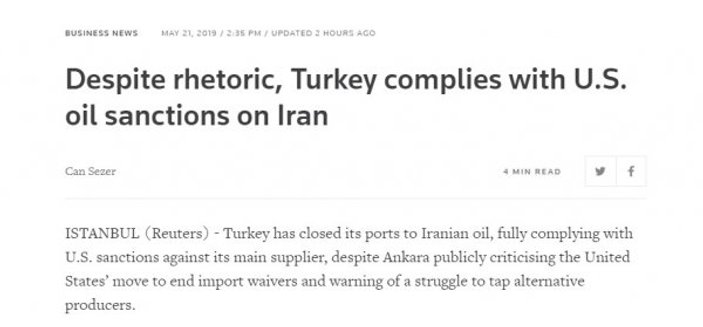 İngiliz ajansın Türkiye İran ticaretine son verdi iddiası