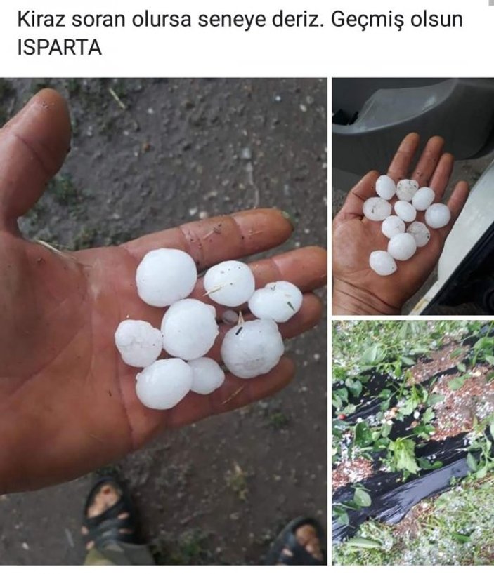 Isparta'da fındık büyüklüğünde dolu yağdı