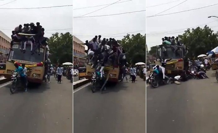 Otobüsün üzerinde seyahat eden 30 öğrenci yere düştü