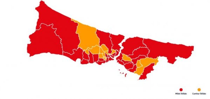 İstanbul'un ilçelerinde oy dağılımı