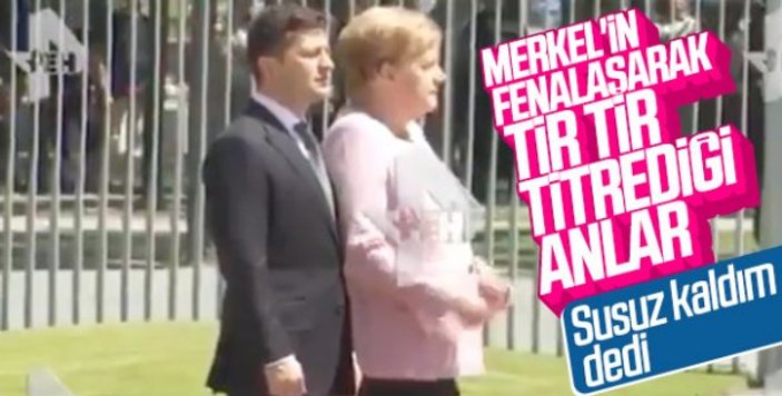 Susuz kalan Merkel yine titredi