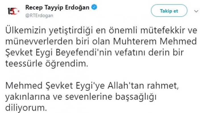 Mehmed Şevket Eygi vefat etti