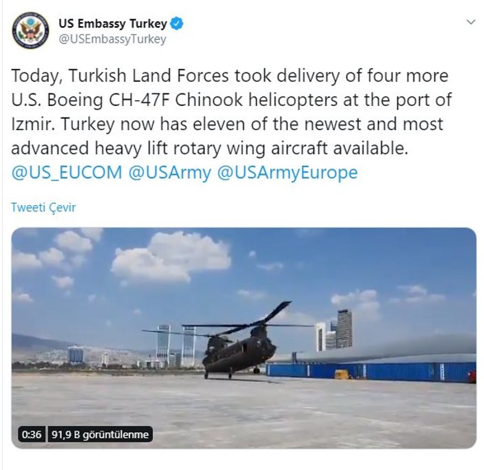 Amerika, Türkiye'ye 4 helikopter sattı