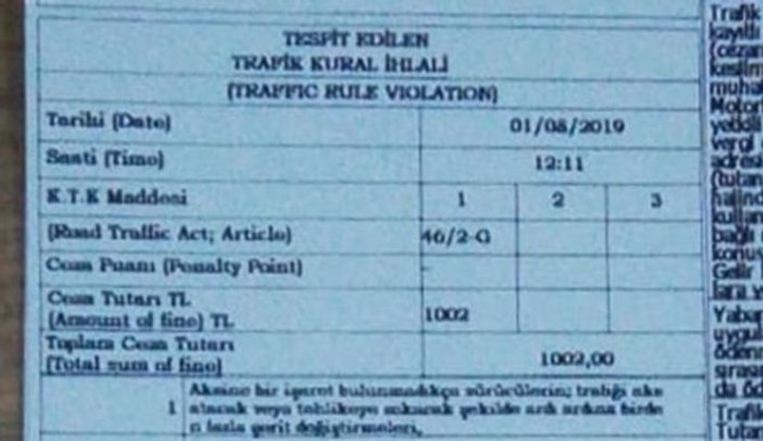 Samsun'da makas atan sürücüye ceza kesildi