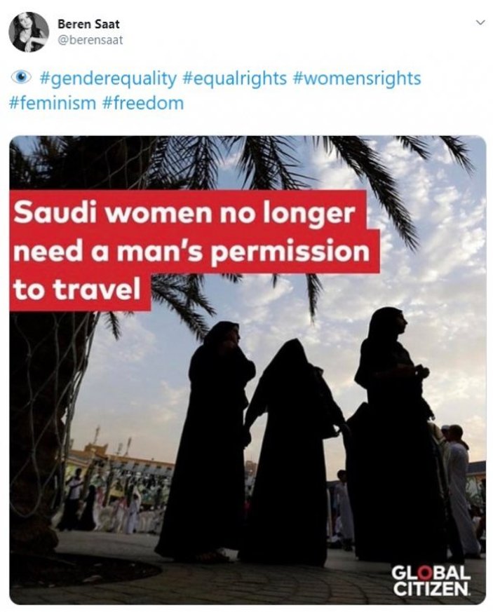 Beren Saat Suudi kadınlar için paylaşım yaptı