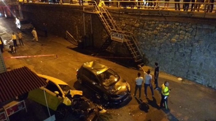 Zonguldak'ta kontrolden çıkan araç 10 metreden uçtu