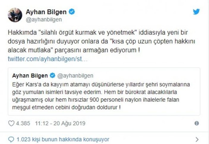 Kars Belediye Başkanı Ayhan Bilgen adliyede ifade verdi
