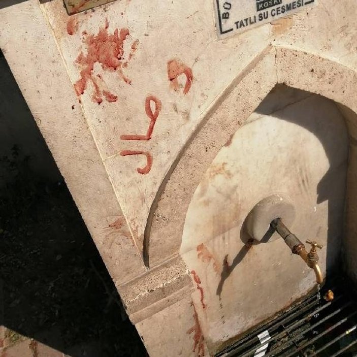 Konya'da kedinin kanıyla çeşme mermerine yazı yazdılar
