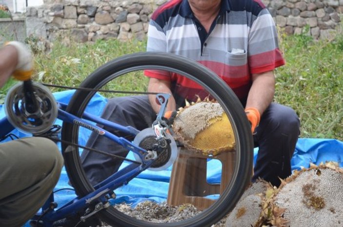 Kayseri'de bisikletle çekirdek ayıklama yöntemi
