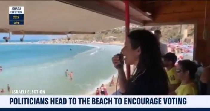 İsrailli ırkçı bakan plaja inip oy istedi