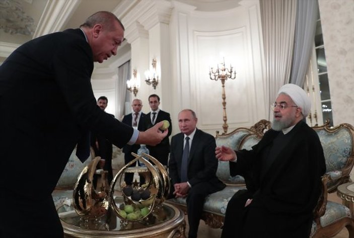 Erdoğan, Putin ve Ruhani'ye incir ikram etti