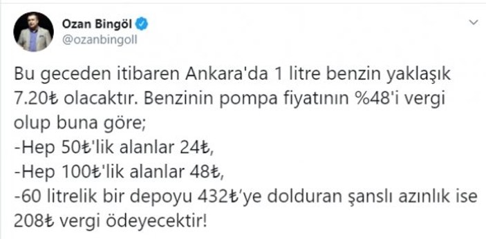 Zamlı akaryakıt fiyatları sonrasında vergi oranları