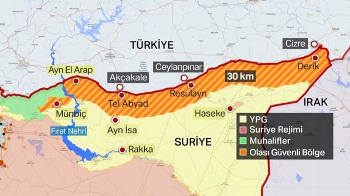 Suriye'ye operasyonda öncelik 120 km'lik hat