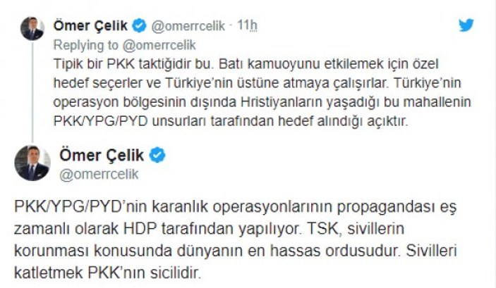 Ömer Çelik: PKK tipik iftira taktiğini uyguluyor