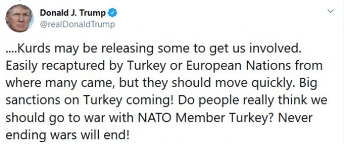 Trump: Türkiye'ye büyük yaptırımlar geliyor