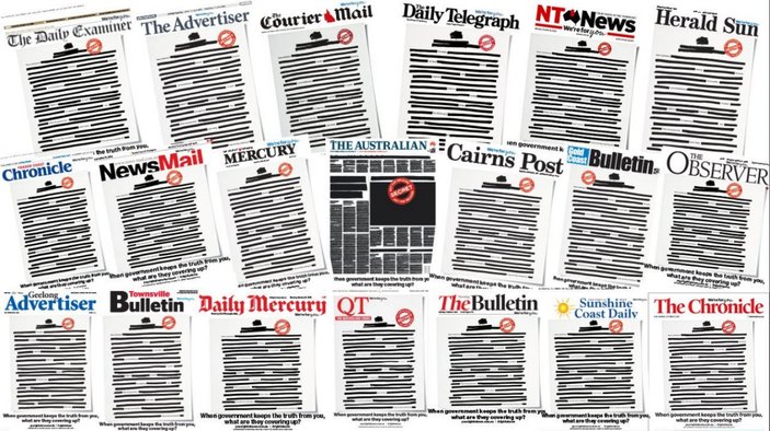 Avustralya'da gazeteler ilk sayfalarını kararttı