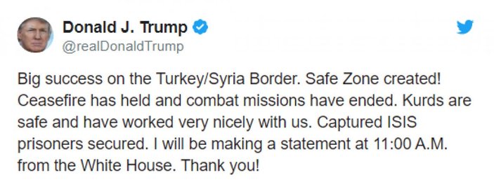 Trump: Kürtler güvende ve bizimle iyi çalıştılar