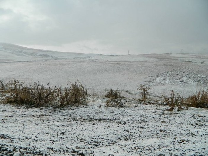 Ardahan'ın yüksek kesimlerine kar yağdı
