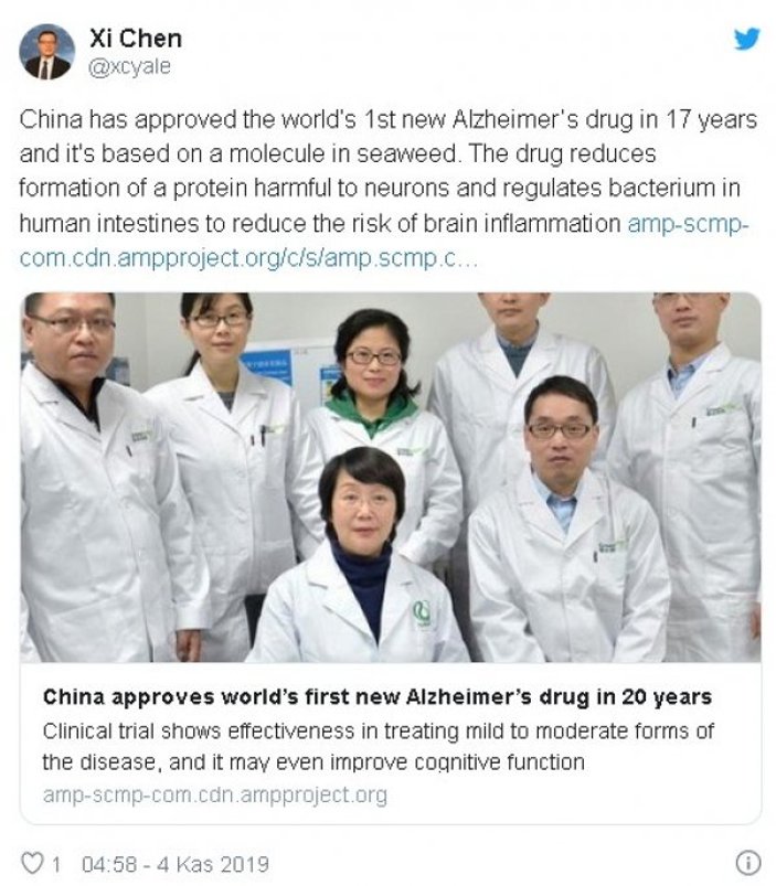 Çin'de alzheimeri tedavi eden ilaç onaylandı
