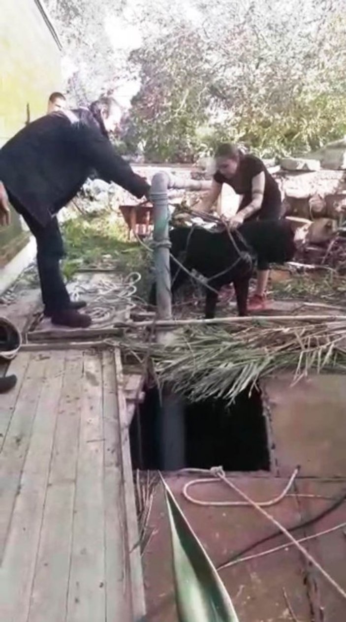 Köpeğini kurtarmak istediği kuyuda mahsur kaldı