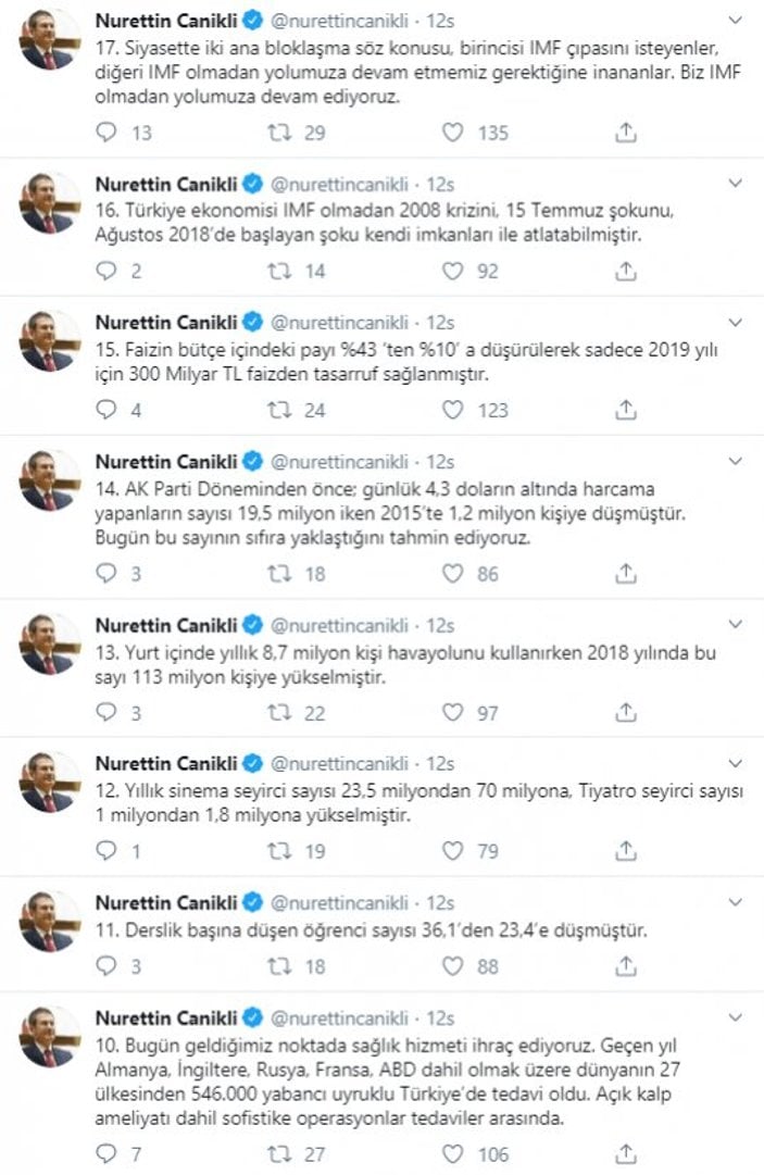 Nurettin Canikli 23 maddeyle AK Parti dönemini özetledi