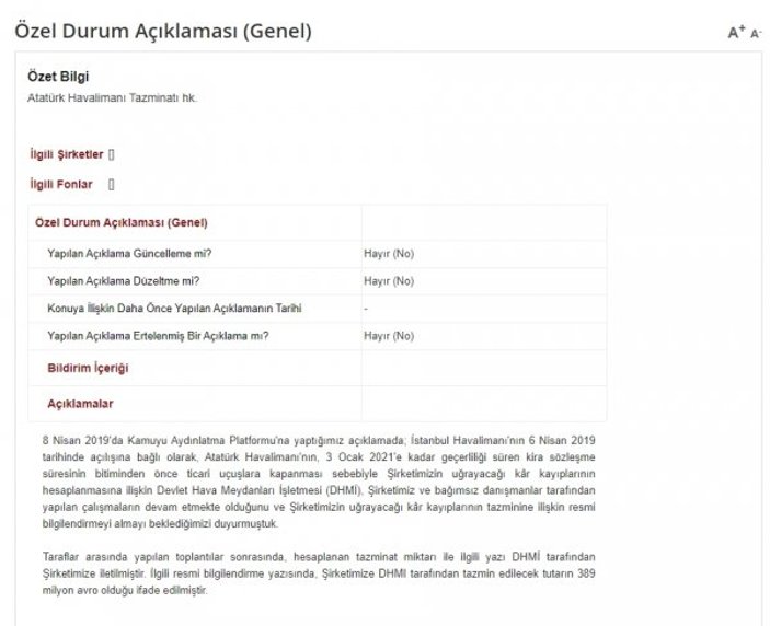 Devletin Atatürk Havalimanı için ödediği tazminat