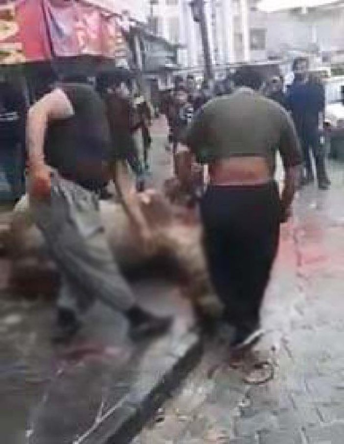 Sokak ortasında deve kesen Iraklı kasap kavga çıkardı