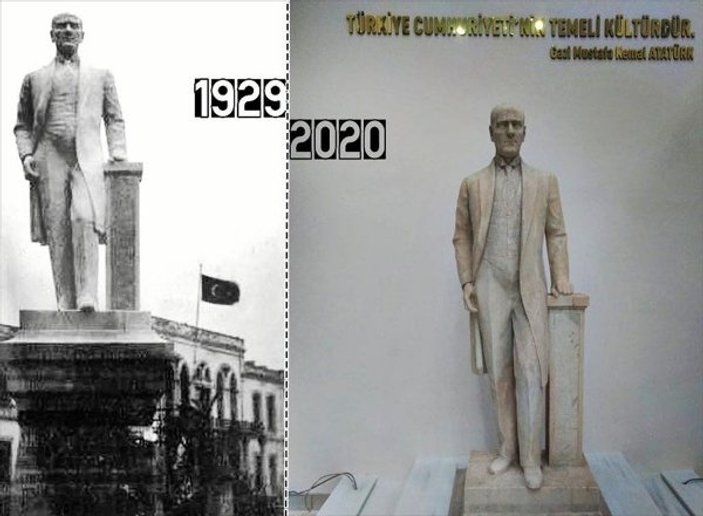 Atatürk'ün 1929'da yapılan heykelinin restorasyonu tamamlandı