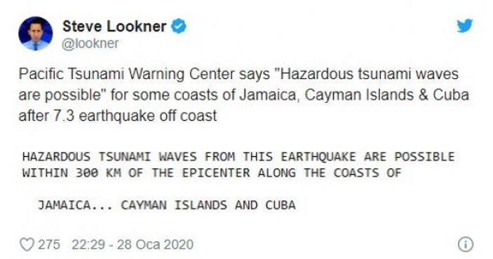 Küba'da 7.7 büyüklüğünde deprem meydana geldi