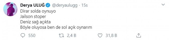 Derya Uluğ'dan Fenerbahçe tweeti