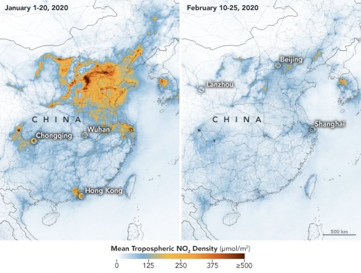Koronavirüs nedeniyle Çin'deki hava kirliliği azaldı