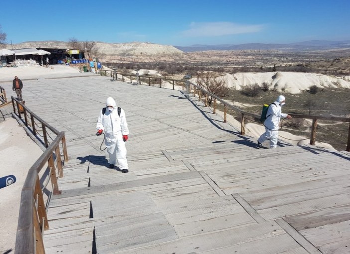 Kapadokya'da koronavirüs temizliği yapılıyor